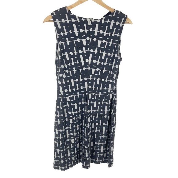 Banana Republic Women's Sheath Dress Midi Mod Plaid Ponte Drape Neck Gray Size 4 - Picture 4 of 11